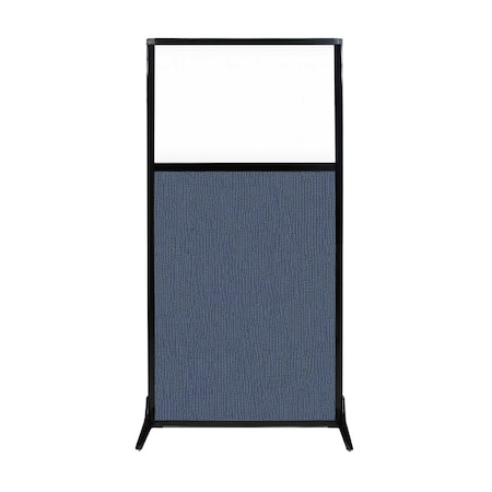 Versare Work Station Screen 33" x 70" Ocean Fabric With Clear Window 1840115